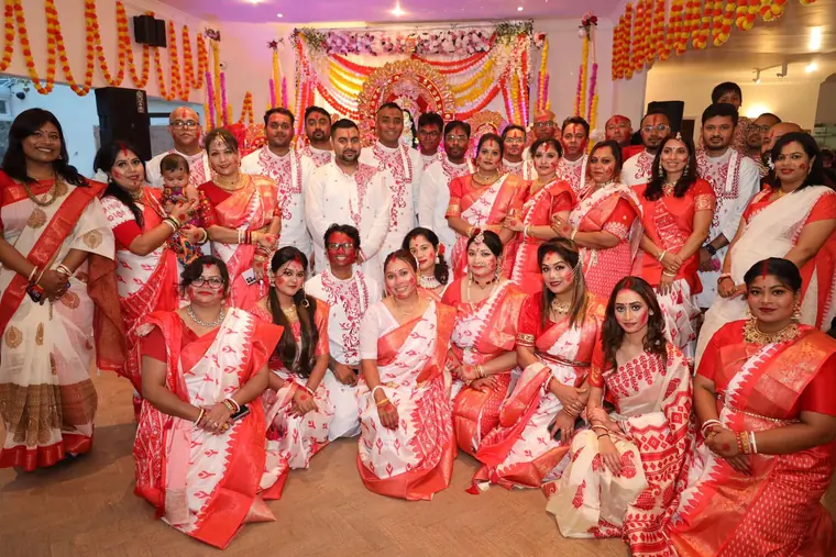 The whole community together on Bijoya Dashami